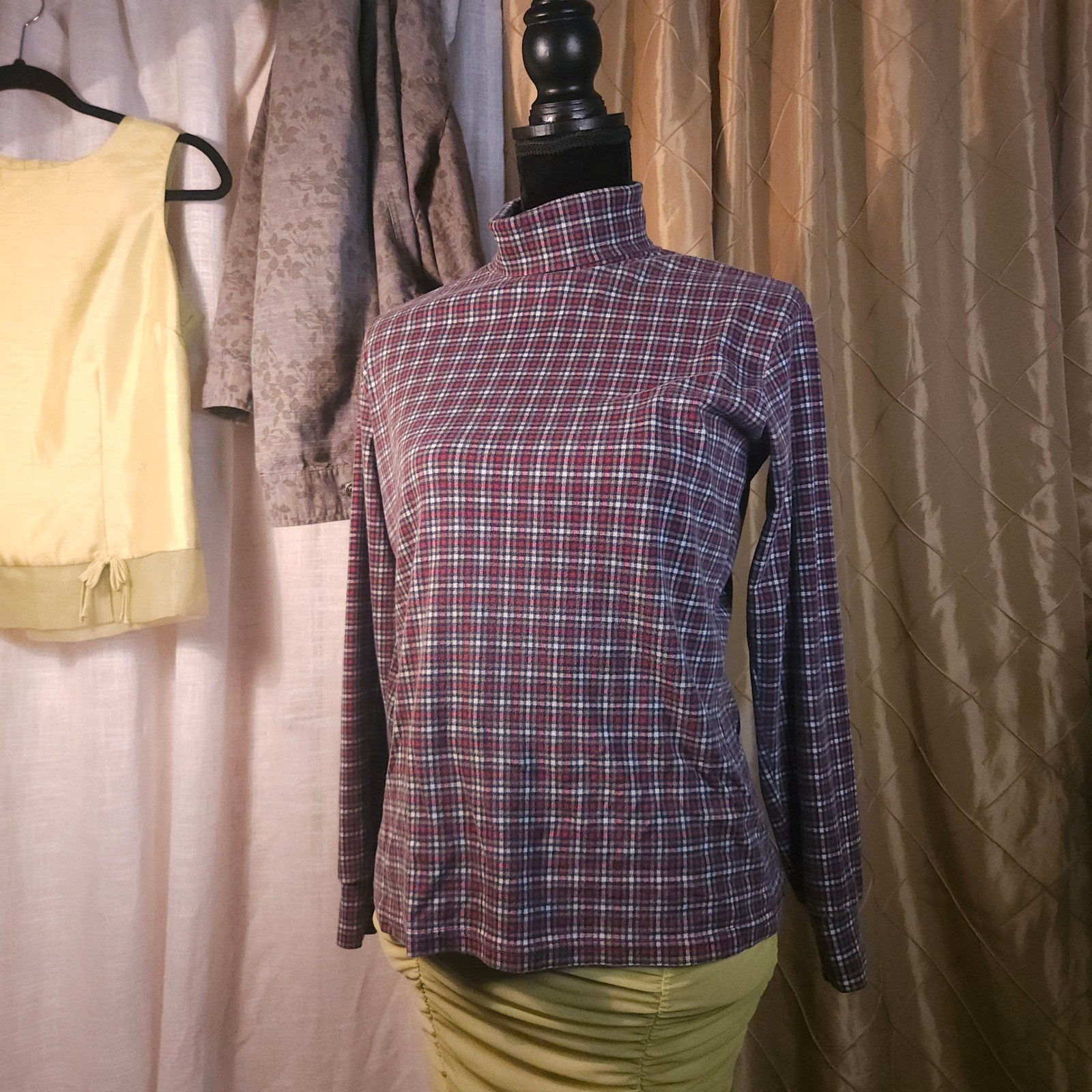 Vintage 90\'s Checkered Plaid Turtleneck by Bobbie Brooks; Poetcore, Blokecore Vintage 90\'s Checkered Plaid Turtleneck by Bobbie Brooks; Poetcore, Blokecore