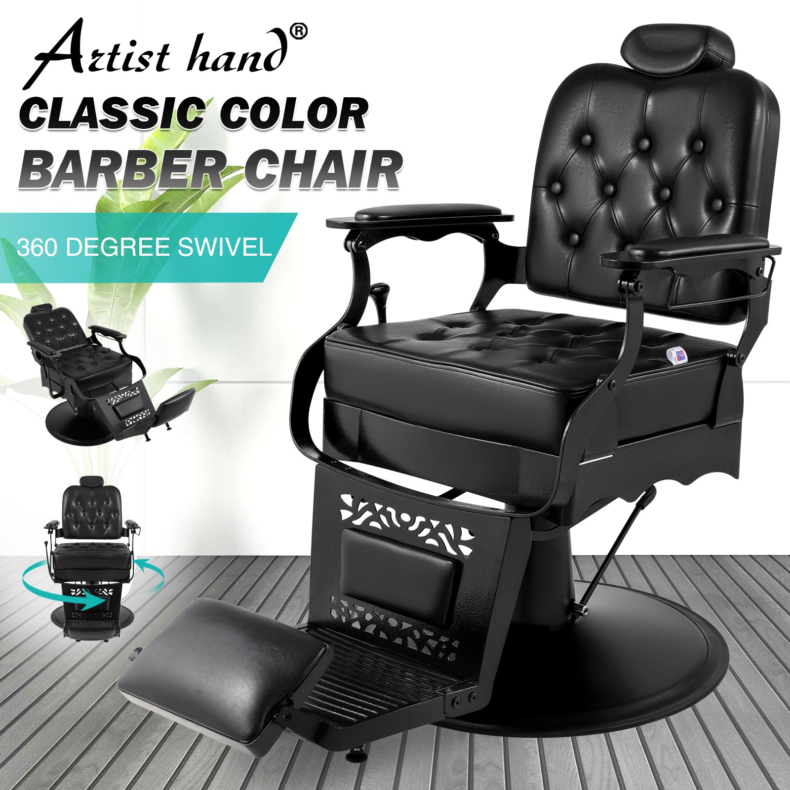 Artist Hand Vintage All Purpose Hydraulic Barber Chair Reclining HeavyDuty Salon Artist Hand Vintage All Purpose Hydraulic Barber Chair Reclining HeavyDuty Salon