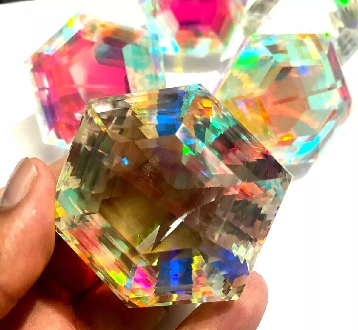 Natural Hexagon Cut Huge 3600 Ct 5 Pieces Rainbow Color Mystic Topaz Gemstone