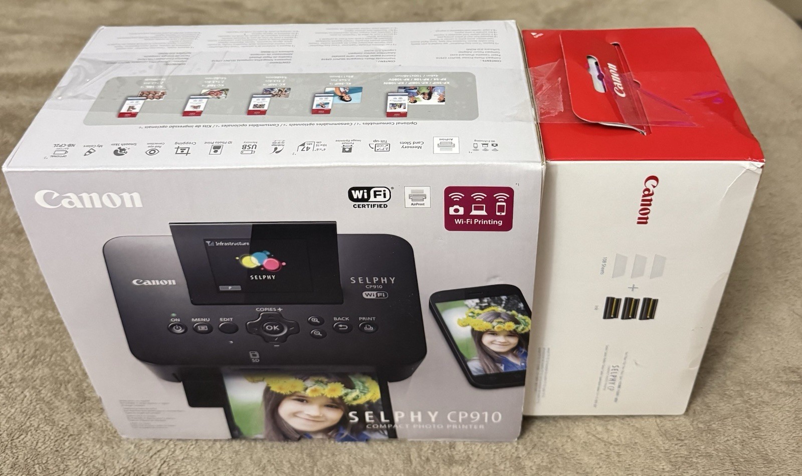 NEW -Canon SELPHY Wireless Photo Printer Wi-Fi AirPrint +3 INKS & 108 Sheets