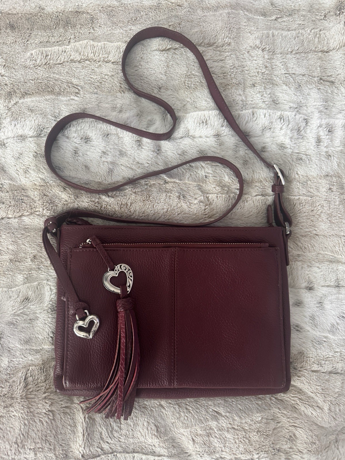 BRIGHTON RARE MARLOT BARBADOS BANKS TASSELED CROSSBODY MAGNETIC ORGANIZER WALLET