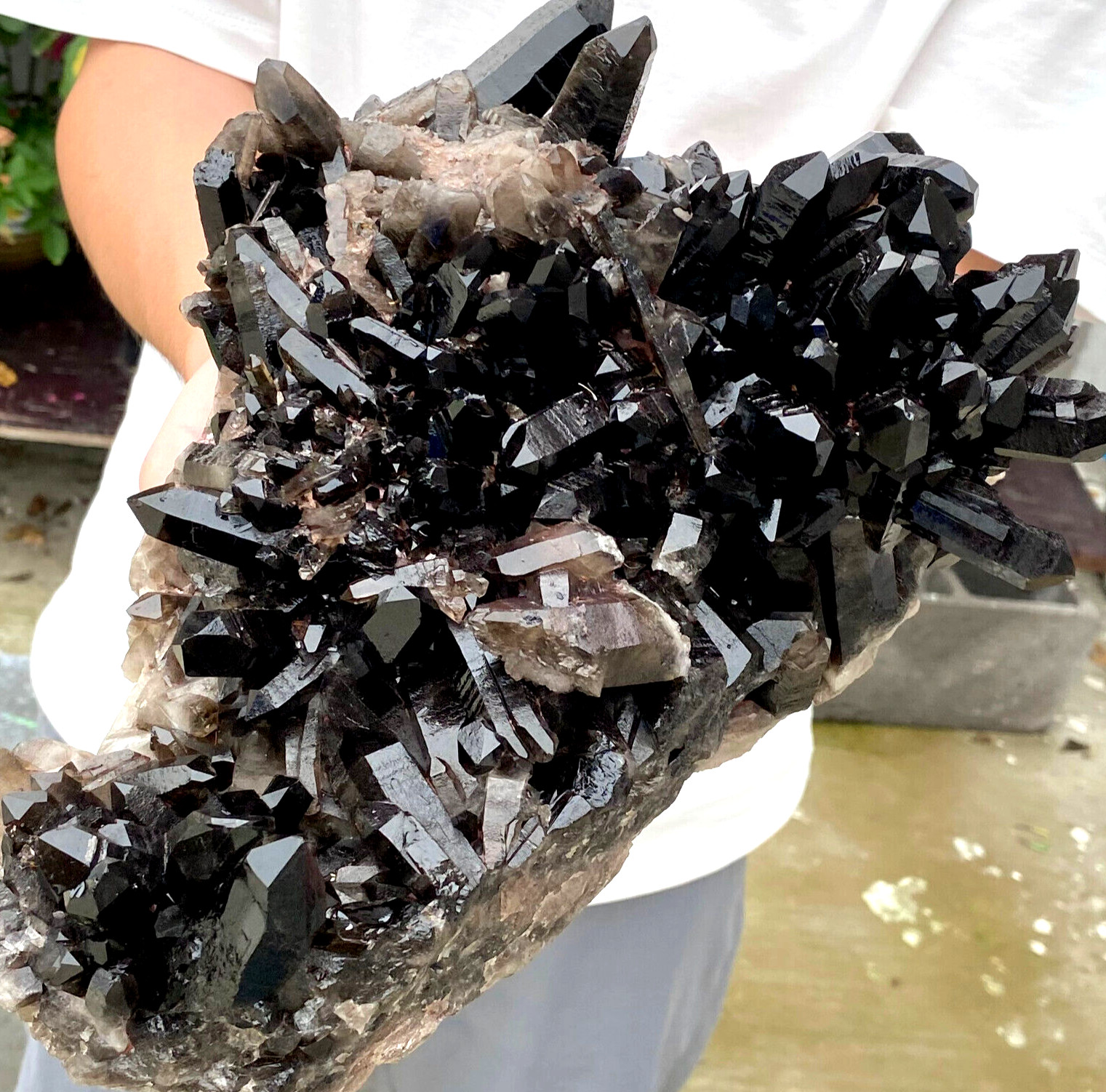 13.99LB Large Natural black Quartz Crystal Cluster Rough Specimen Healing Stone.