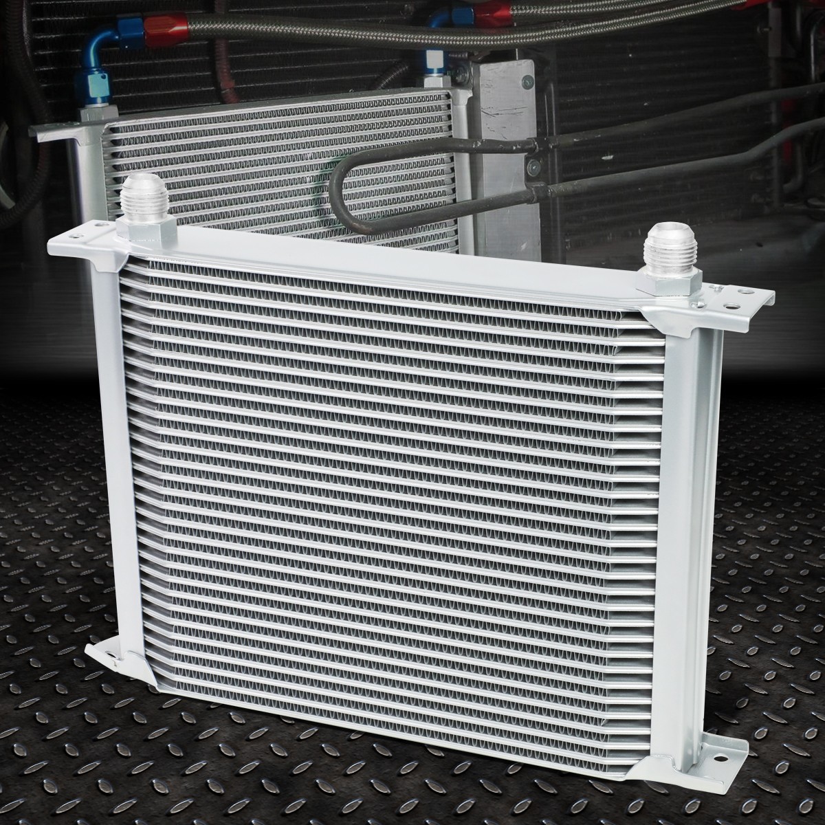 30-ROW 10AN POWDER-COATED ALUMINUM ENGINE/TRANSMISSION RACING OIL COOLER SILVER 30-ROW 10AN POWDER-COATED ALUMINUM ENGINE/TRANSMISSION RACING OIL COOLER SILVER
