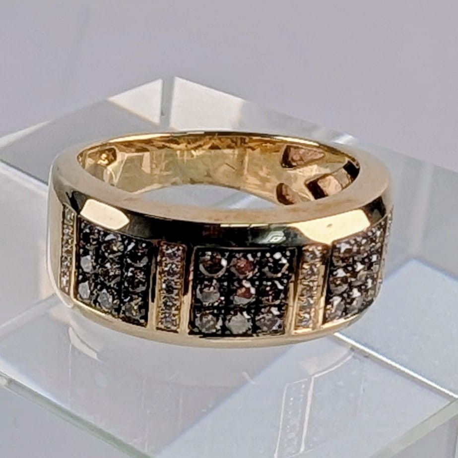 Chocolate Dimaond 14K Yellow Gold Mens Pave Ring 8.5 / 7.1g