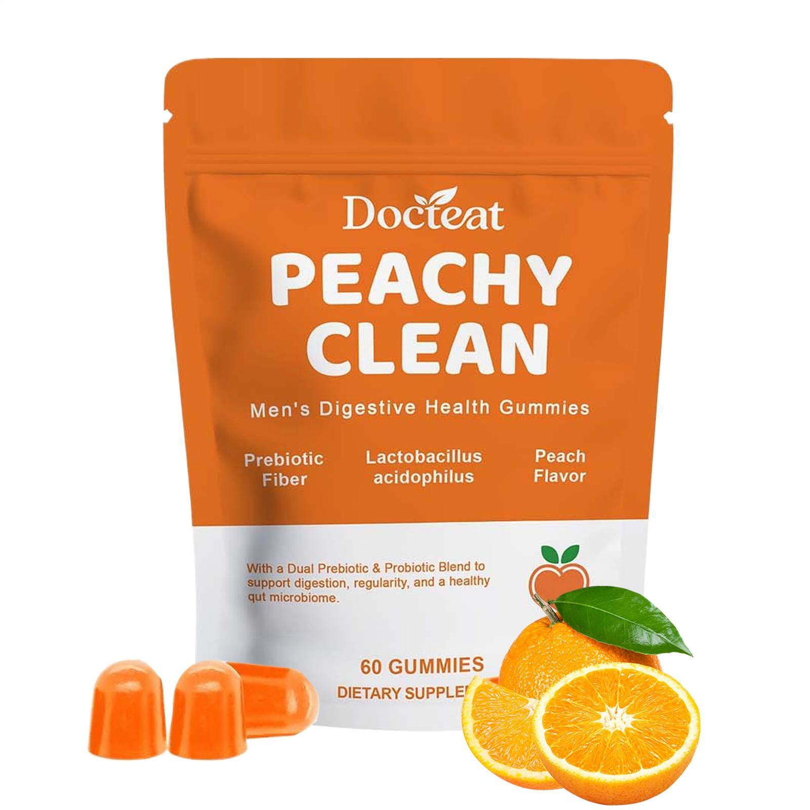 Peachy Clean Prebiotic Fiber Gummy, Clean Fiber Gummies for Men