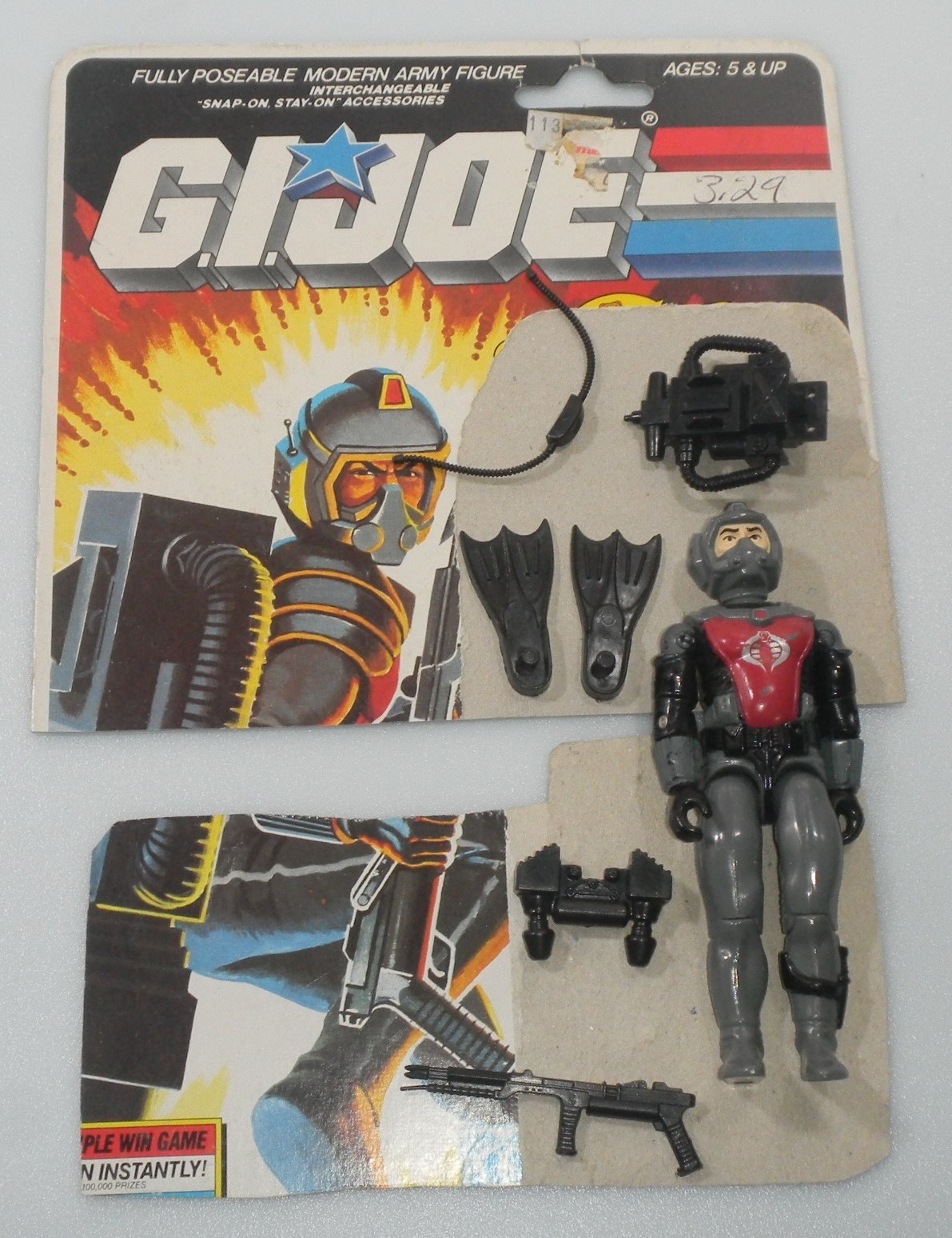 100% Complete 1985 EELS v1 Cobra Frogman Figure Vintage G.I. GI Joe 3.75 ARAH