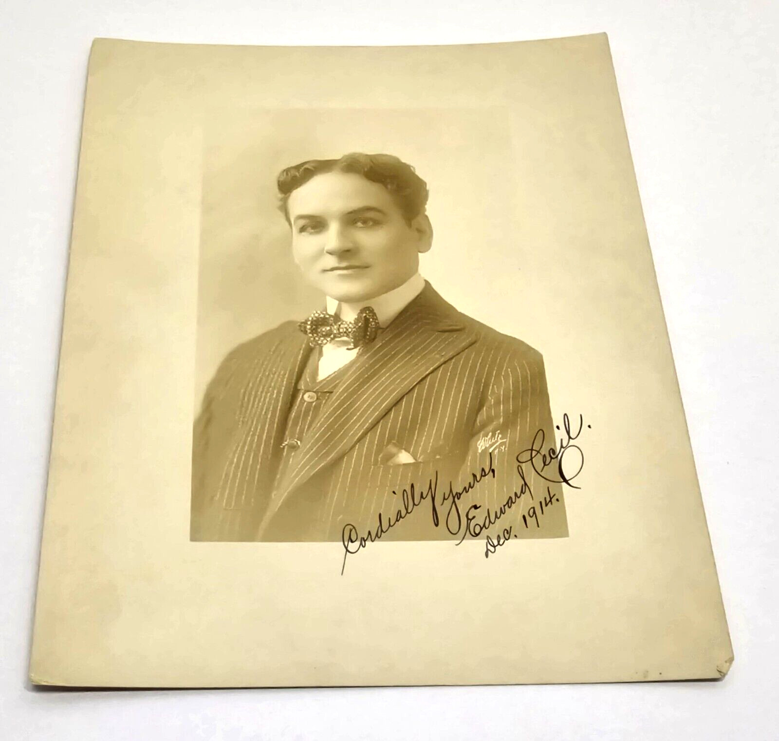 Edward Cecil Vintage 1914 Photograph Autographed & Dated Ultra RARE