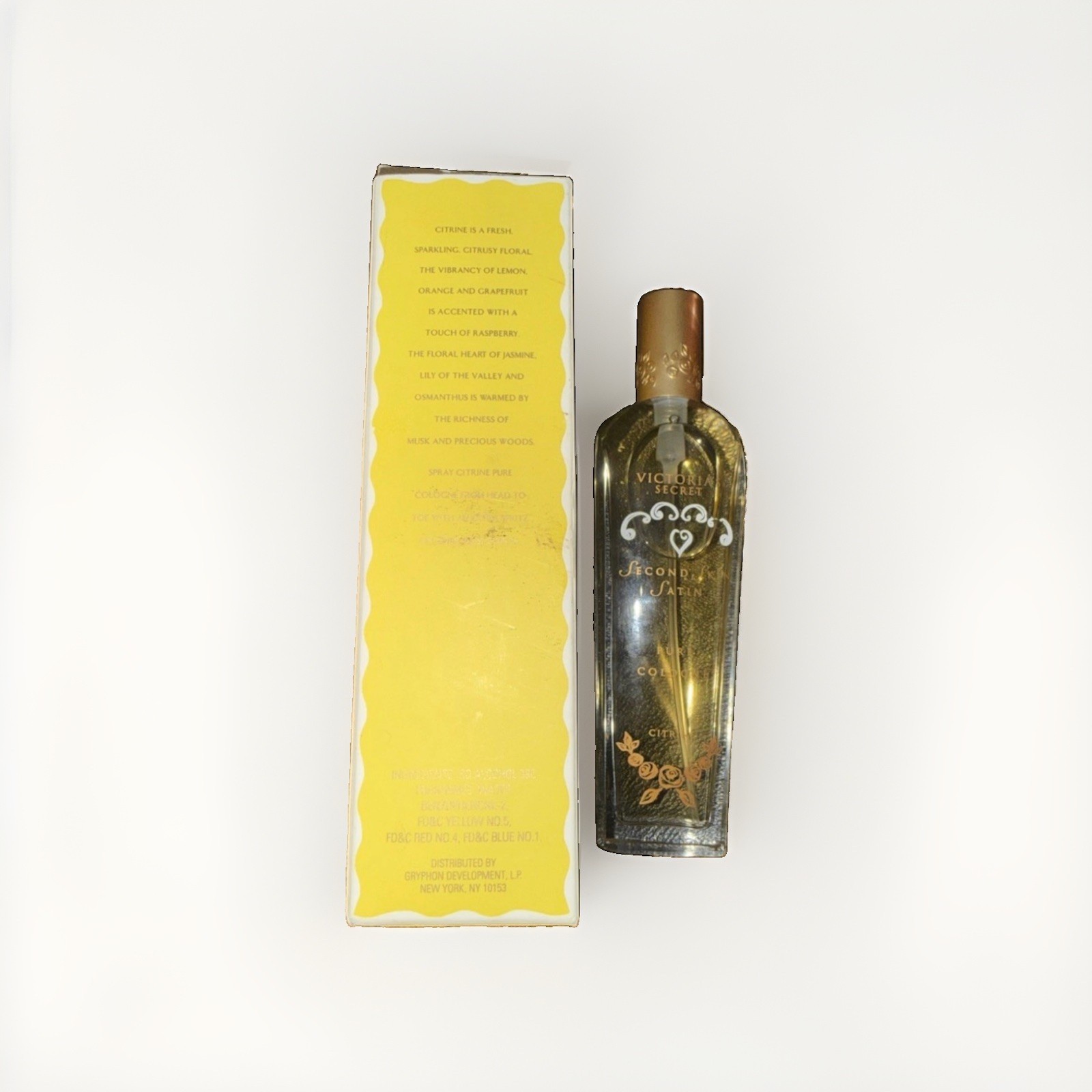 Vtg Victoria\'s Secret Second Skin Satin Citrine Pure Spray Cologne 2 oz. W/Box