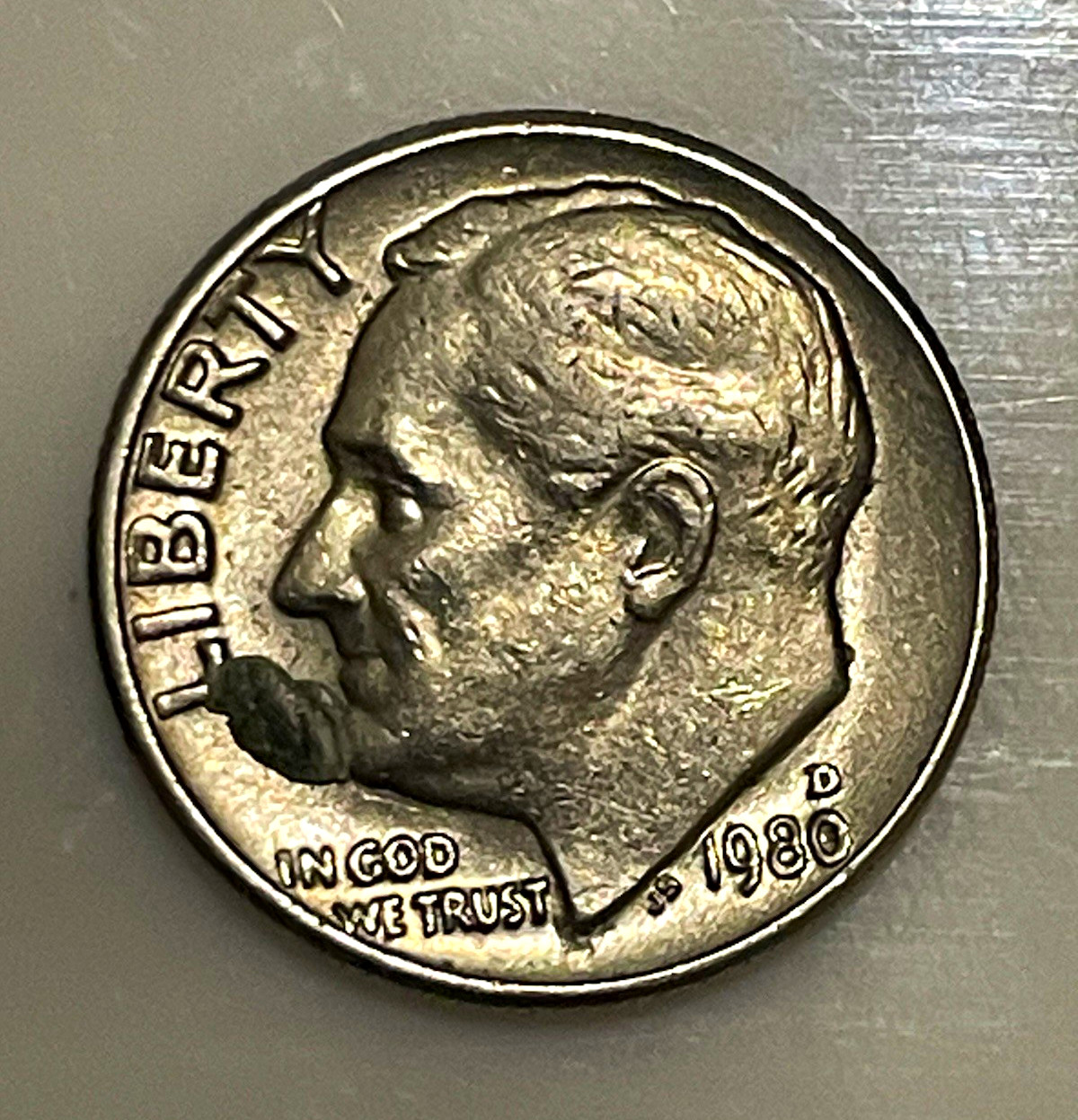 1980-P Philadelphia Roosevelt Dime 10C Business Strike Cu-Ni Clad KM#195