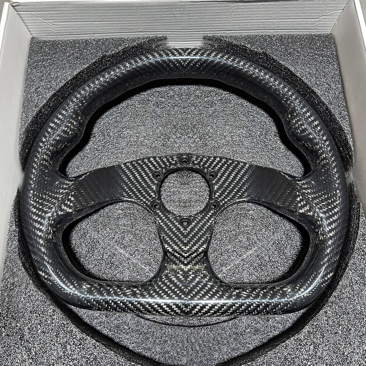 Hiwowsport Carbon Fiber Racing Steering Wheel Flat Bottom 320mm Diameter 6 Bolt