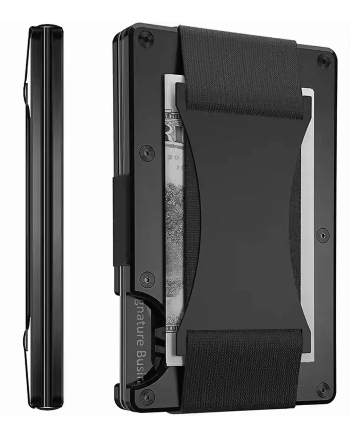 Ridge Style Titanium RFID Blocking Wallet Slim Metal Wallet with Cash Strap Clip