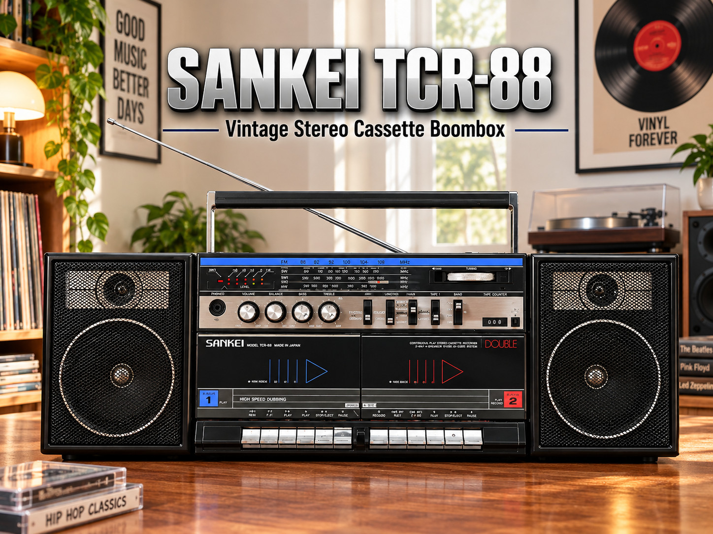 SANKEI TCR-88 🌈RaRe🌈 Vintage Stereo Cassette Boombox