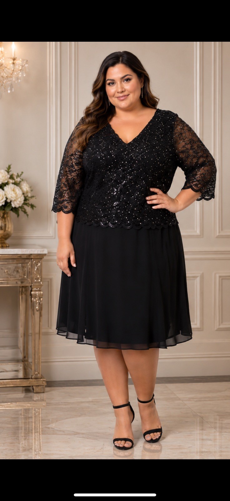 NWT Roaman’s Women’s Black Sequined Gown Dress Special Occasion Lace Plus Sz 32W NWT Roaman’s Women’s Black Sequined Gown Dress Special Occasion Lace Plus Sz 32W