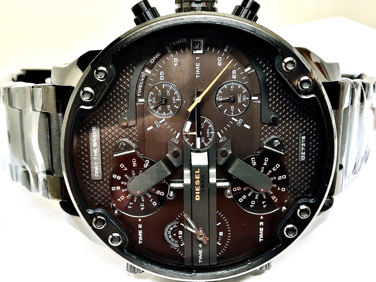 AUTHENTIC DIESEL DZ7315 MEN'S WATCH  MR DADDY GREY STAINLESS STEEL /NO BOX.
