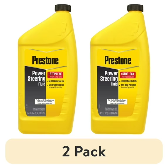Prestone Power Steering Fluid Plus Stop Leak, 32 oz (1 Quarts) PACK OF 2