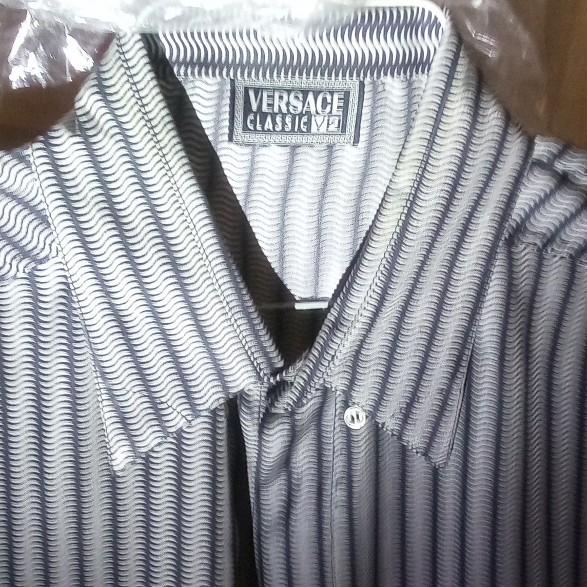 Versace Classic V2 Classic Fit Gray/White Striped \