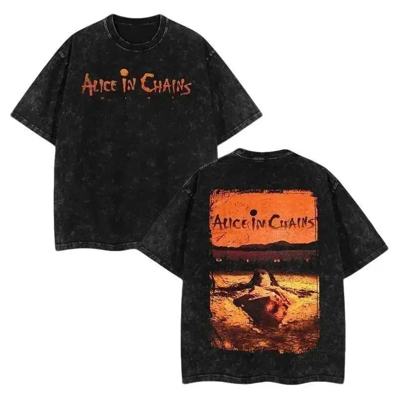 Alice In Chains Dirt Album Vintage Washed Double‑Sided Grunge Cotton T‑Shirt Alice In Chains Dirt Album Vintage Washed Double‑Sided Grunge Cotton T‑Shirt