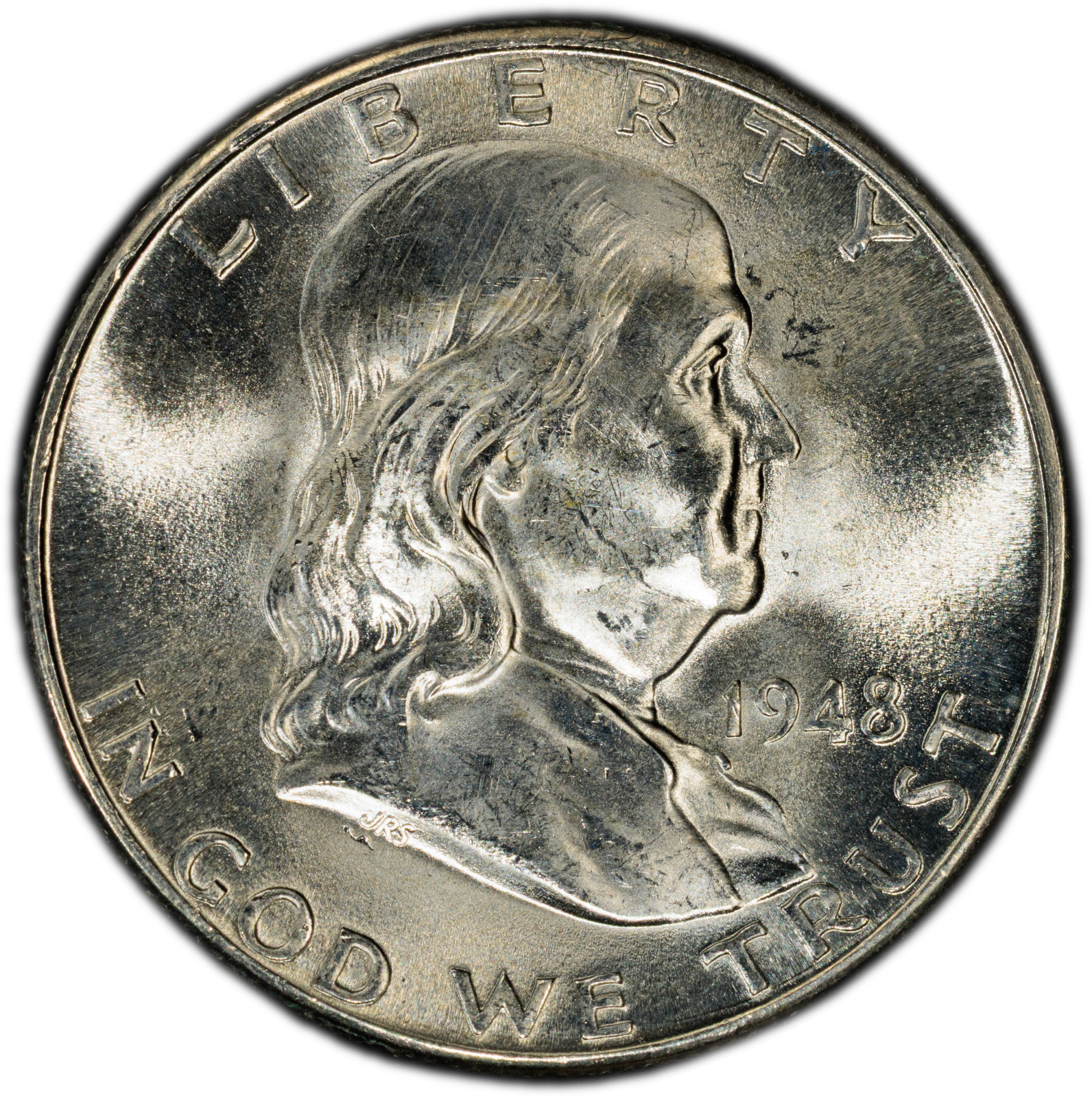 1948-D PCGS MS65 FBL (Gem) Franklin Half | Sharp Luster | 40th Anniversary Label
