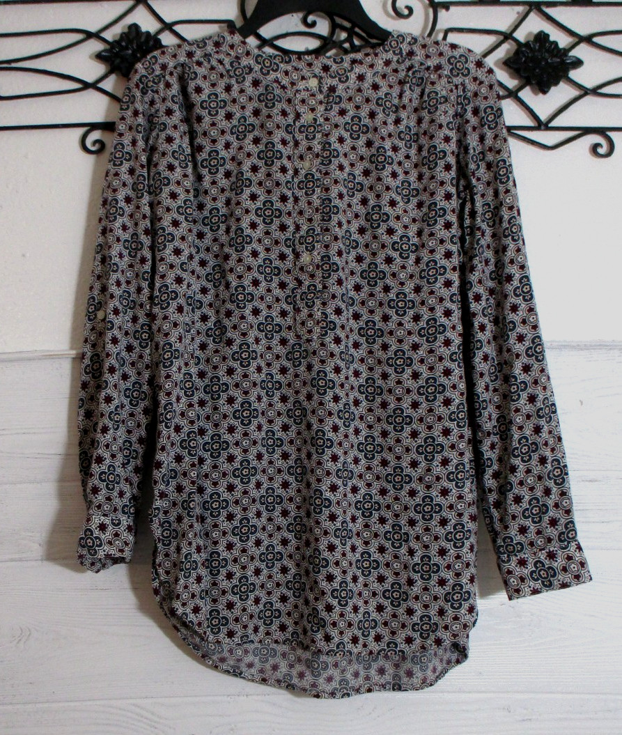 LOFT Women\'s Top Size L Long Sleeve Multicolor Floral Blouse