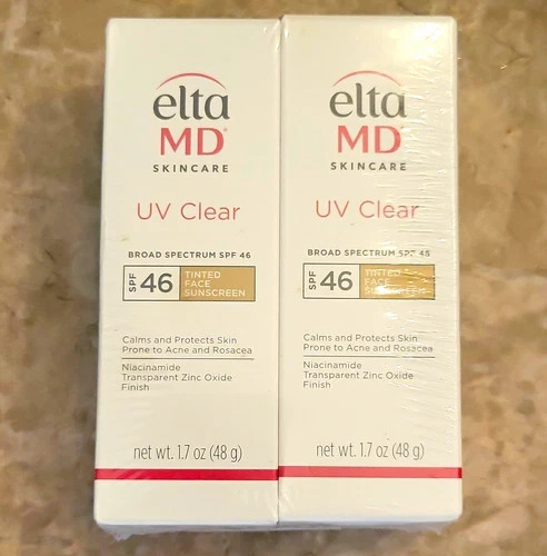 2PK Elta MD UV Clear TINTED Facial Sunscreen SPF 46 1.7 oz EXP 07/2028 New inBox