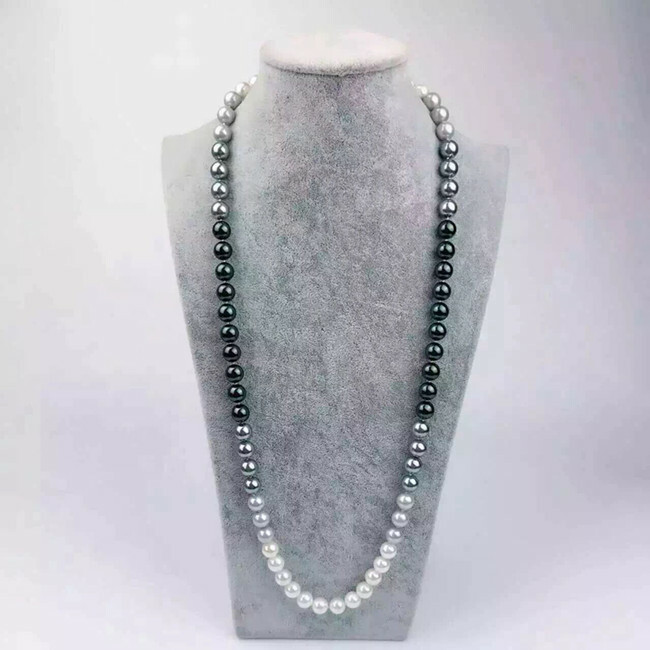 Charming 22”8-9mm south sea genuine natural multicolor round pearl necklace 168