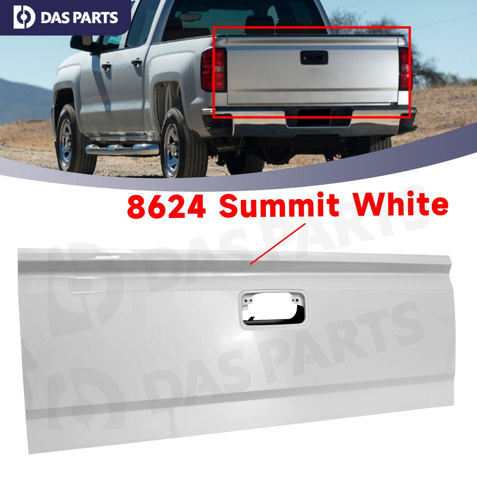 Fit For 2014-2019 Chevy Silverado GMC Sierra WA8624 Summit White Tailgate Shell