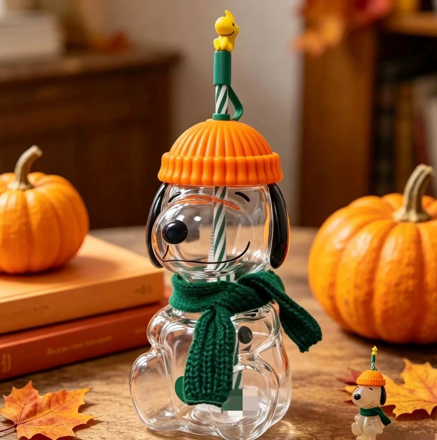 NEW 2026 Starbucks x Peanuts Snoopy Glass Cup Edition Halloween Gift