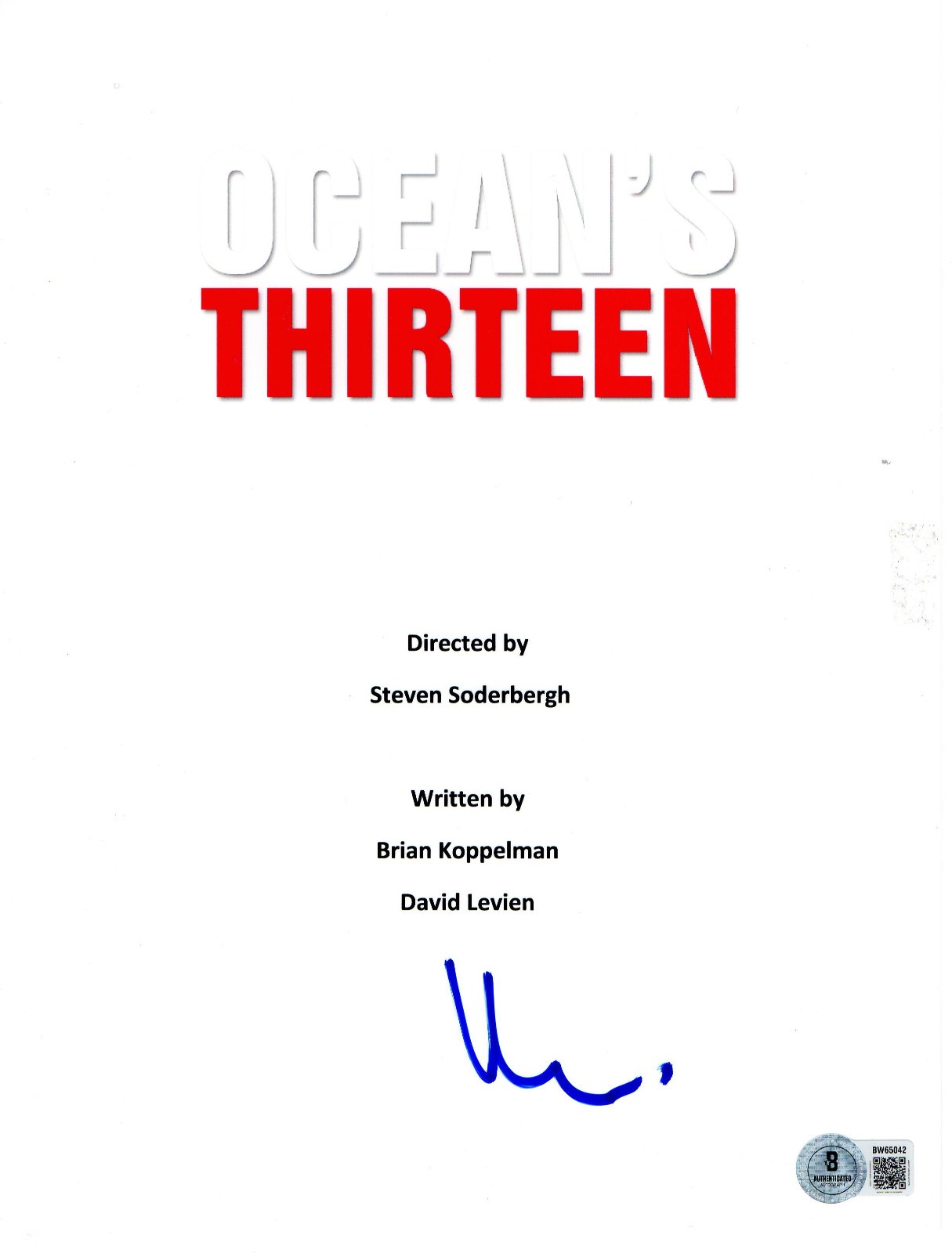 MATT DAMON SIGNED AUTOGRAPH OCEAN'S THIRTEEN FULL SCRIPT BECKETT BAS