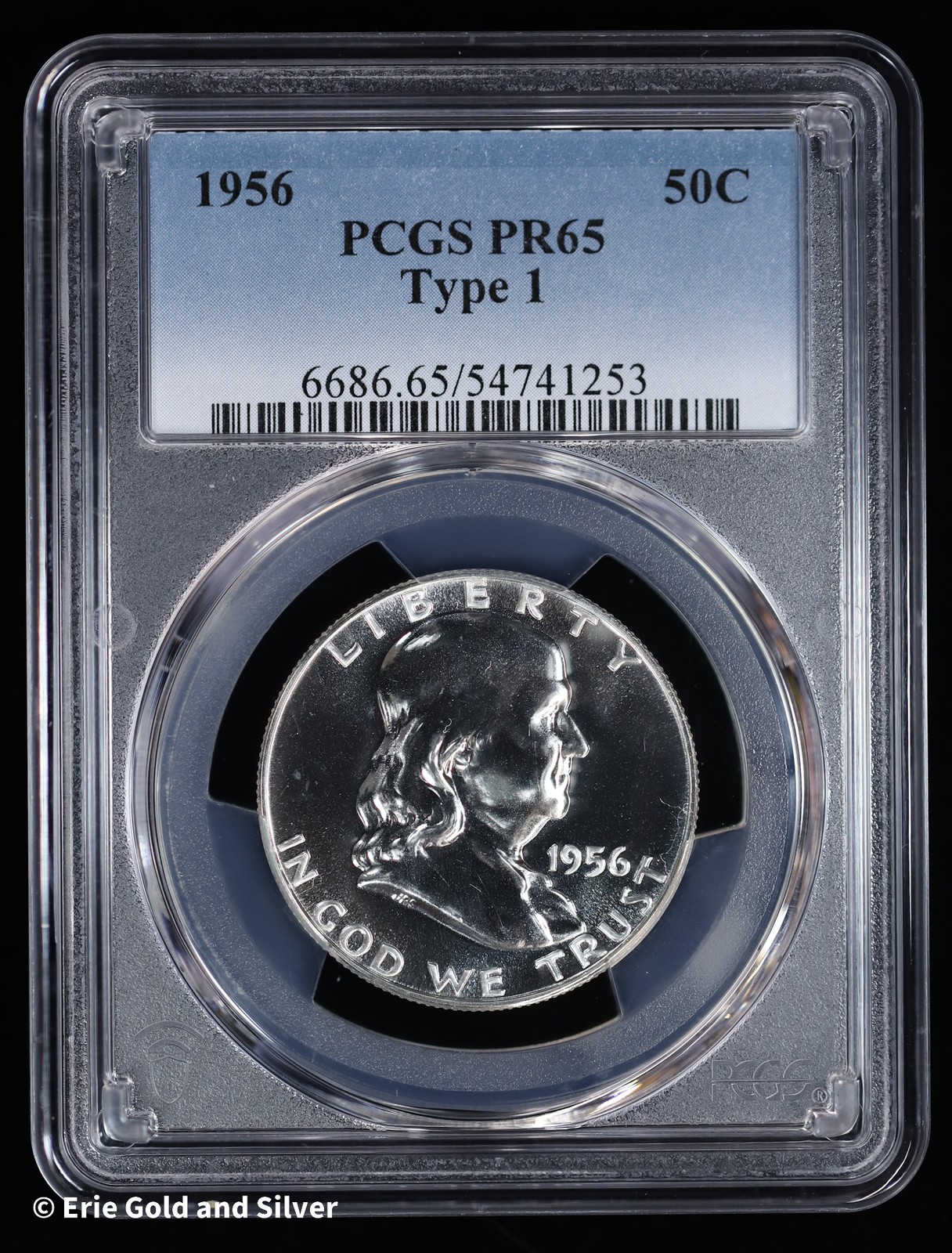 1956-P 50c Proof Silver Franklin Half Dollar PCGS PR 65 | Type 1