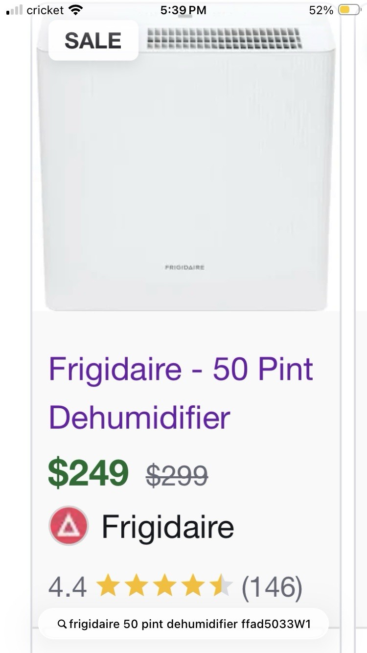Frigidaire 50 Pint Dehumidifier FHDD5033W1 NEW Frigidaire 50 Pint Dehumidifier FHDD5033W1 NEW