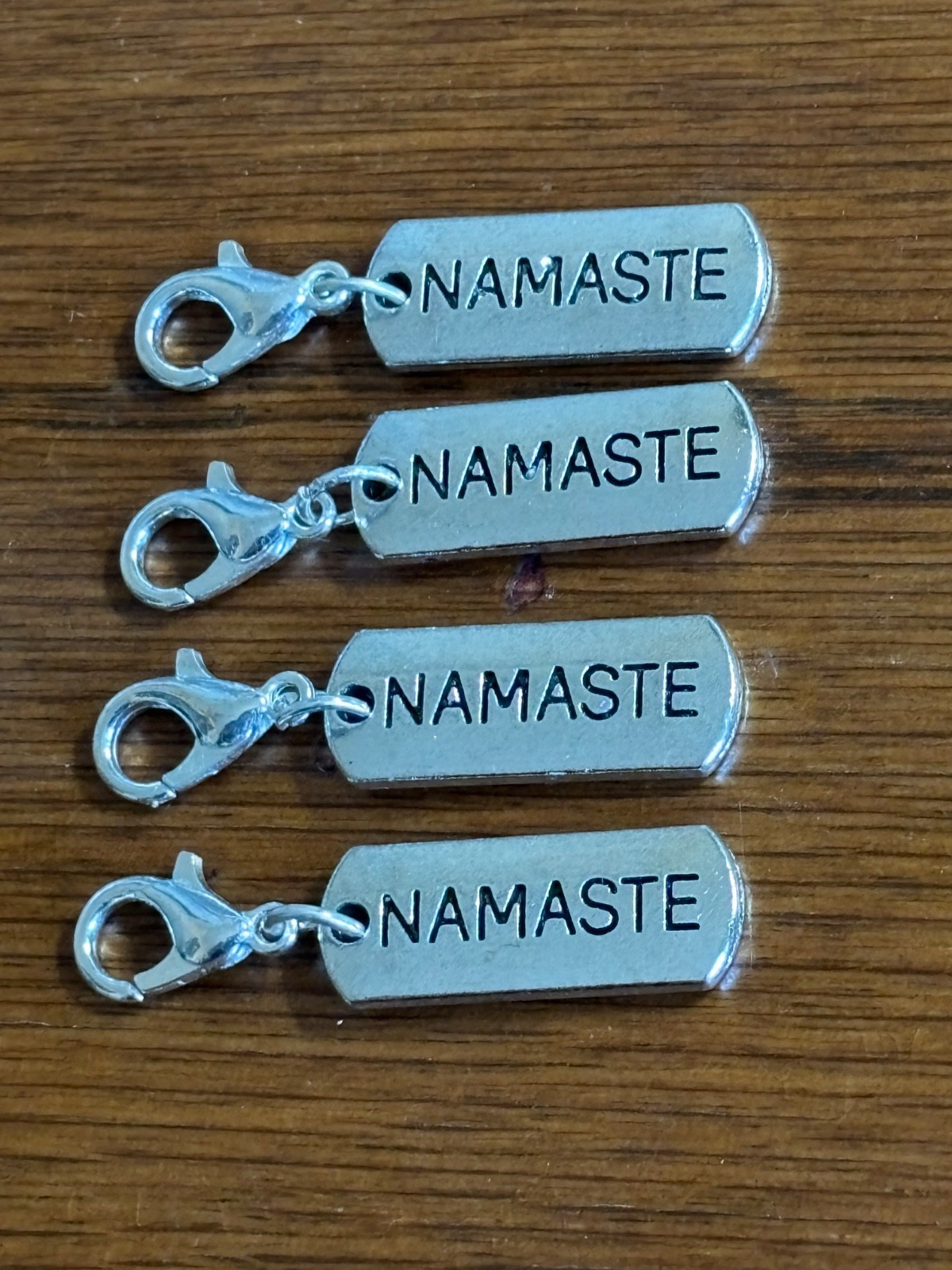 Namaste Dog Tag Inspirational Charm with Lobster Clasp Silver (Set of 4) Namaste Dog Tag Inspirational Charm with Lobster Clasp Silver (Set of 4)