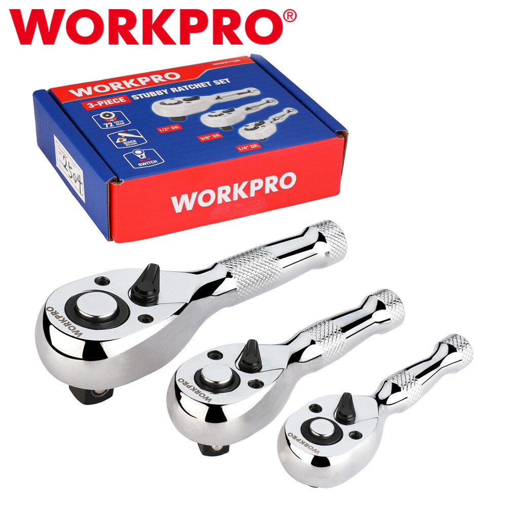 WORKPRO 3PC Stubby Ratchet Set Quick Release 1/4\ WORKPRO 3PC Stubby Ratchet Set Quick Release 1/4\
