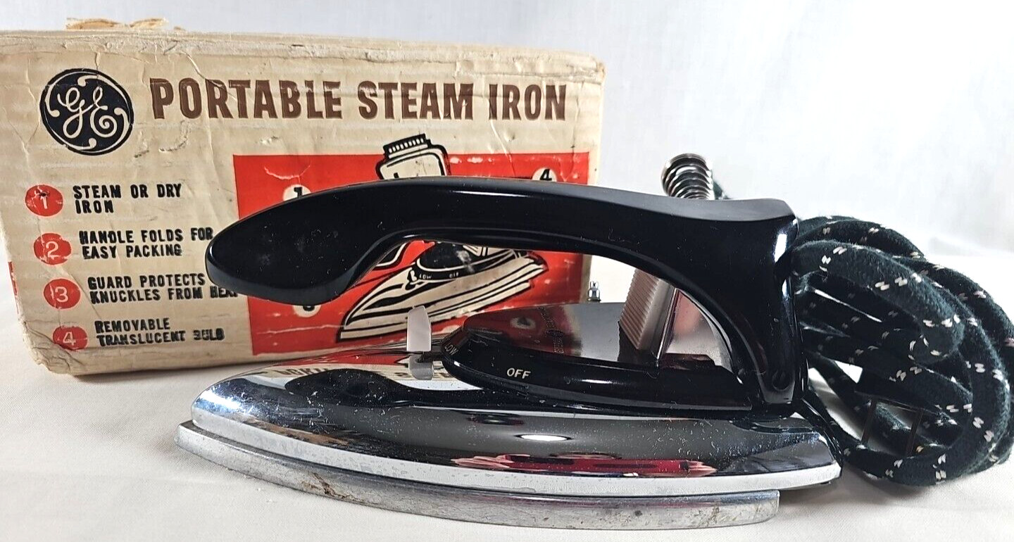 Vintage General Electric Portable Steam Iron GE Cat. No. 11F 37 Vintage General Electric Portable Steam Iron GE Cat. No. 11F 37