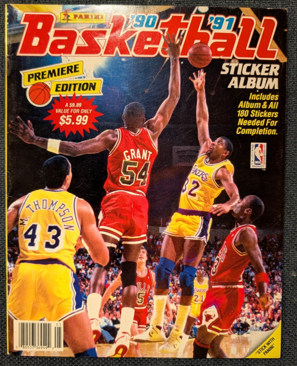 Panini Basketball 1990/1991 Sticker Album- Empty - EX Magic Johnson Lakers