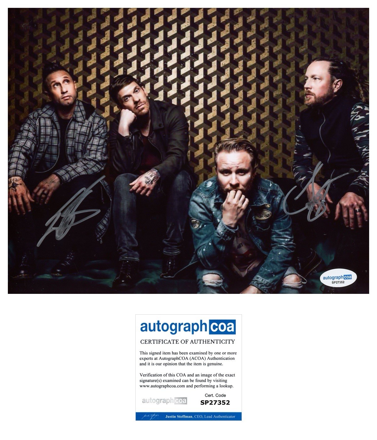 SHINEDOWN ERIC BASS & BARRY KERCH SIGNED 8X10 PHOTO BAND AUTOGRAPH - ACOA COA SHINEDOWN ERIC BASS & BARRY KERCH SIGNED 8X10 PHOTO BAND AUTOGRAPH - ACOA COA