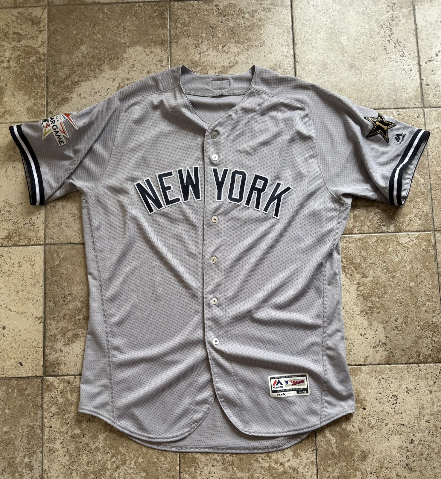 Authentic 2017 Aaron Judge #99 New York Yankees All-Star  #1 Majestic Jersey 48
