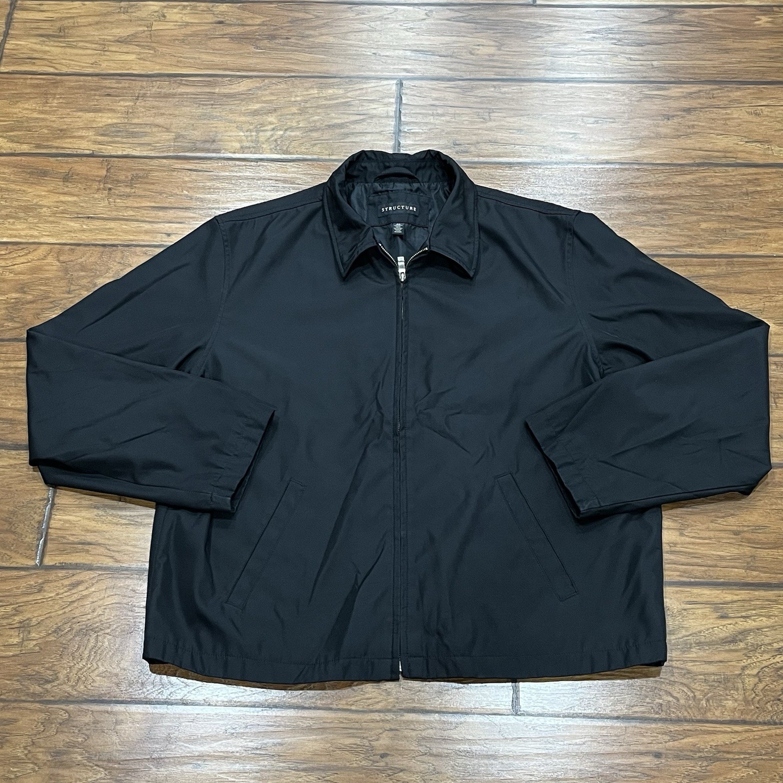 Vintage Structure Jacket Mens XL Full Zip Up Classic Casual Black Vintage Structure Jacket Mens XL Full Zip Up Classic Casual Black