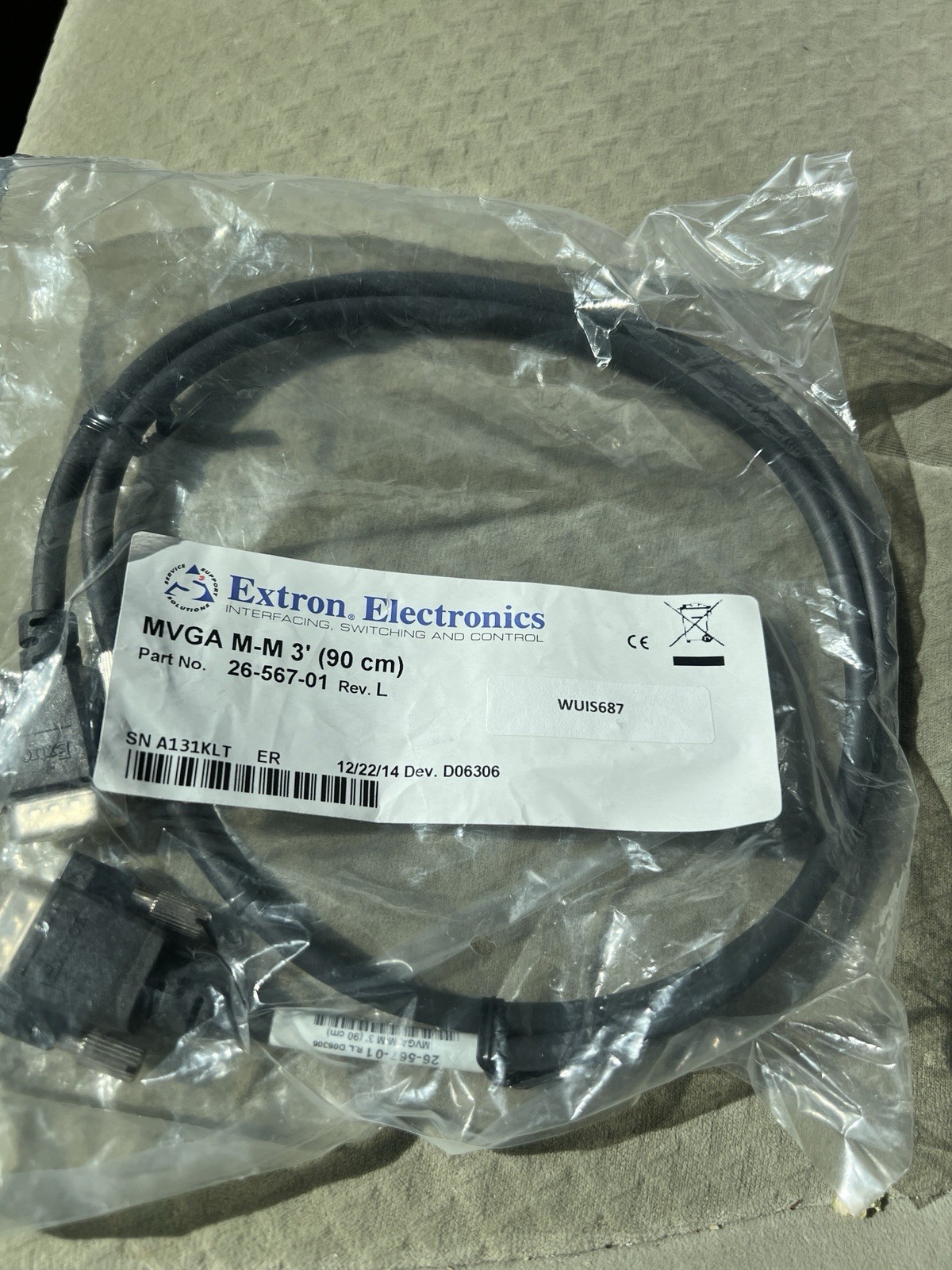 Extron Electronics VGA M-M 3ft Cable 90cm 26-567-01.  Lot of 10 cables with sale