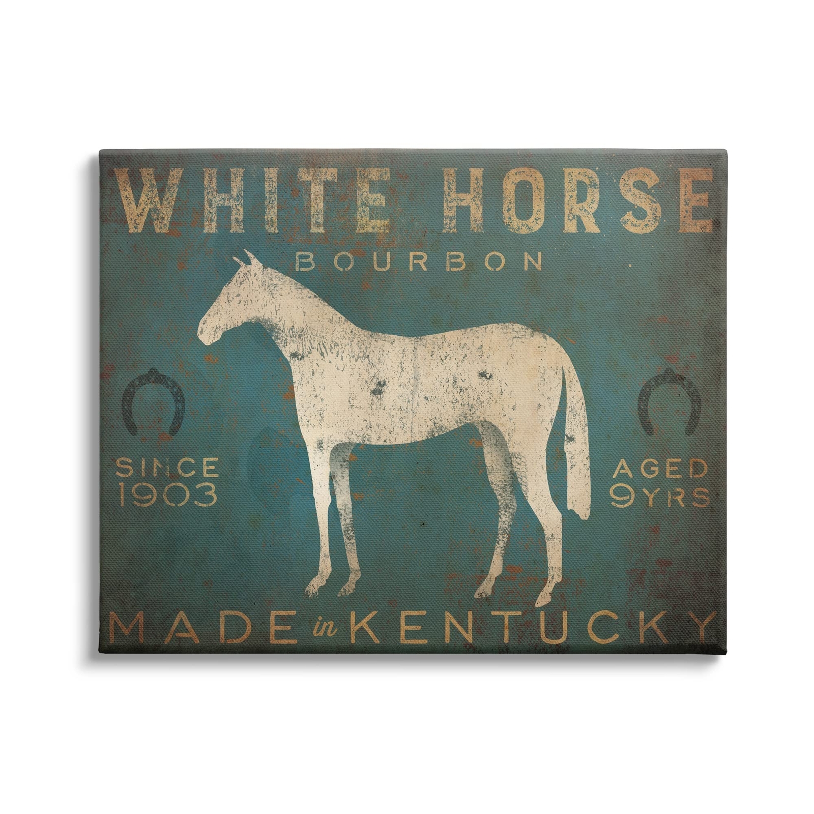 Stupell Industries White Horse Bourbon Vintage Sign Canvas Wall Art, Design b...