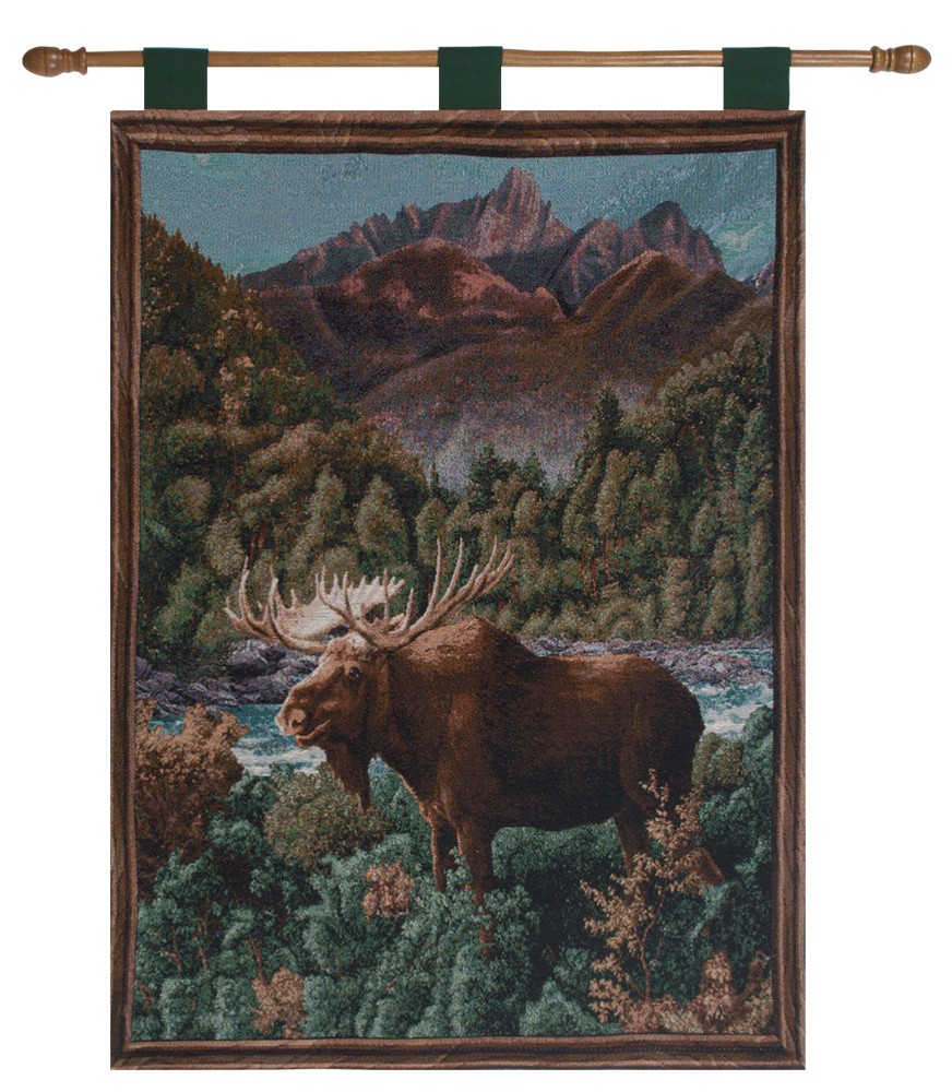 Moose Lake Fine Art Tapestry Wall Hanging Rustic Cabin Home Decor Wall Art