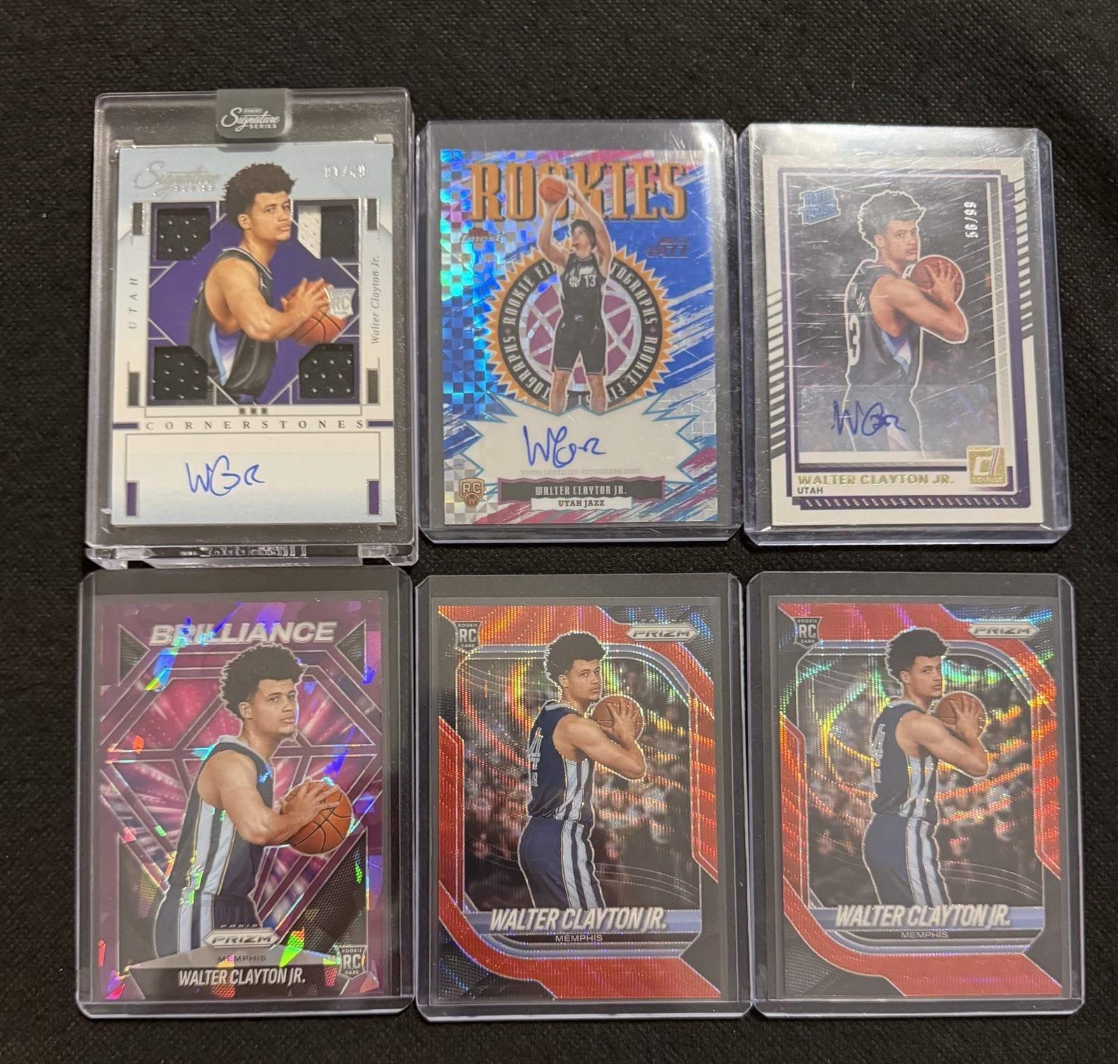 2025-26 Donruss Prizm Finest Walter Clayton Jr 6 Auto Patch Lot /49 /99 /199