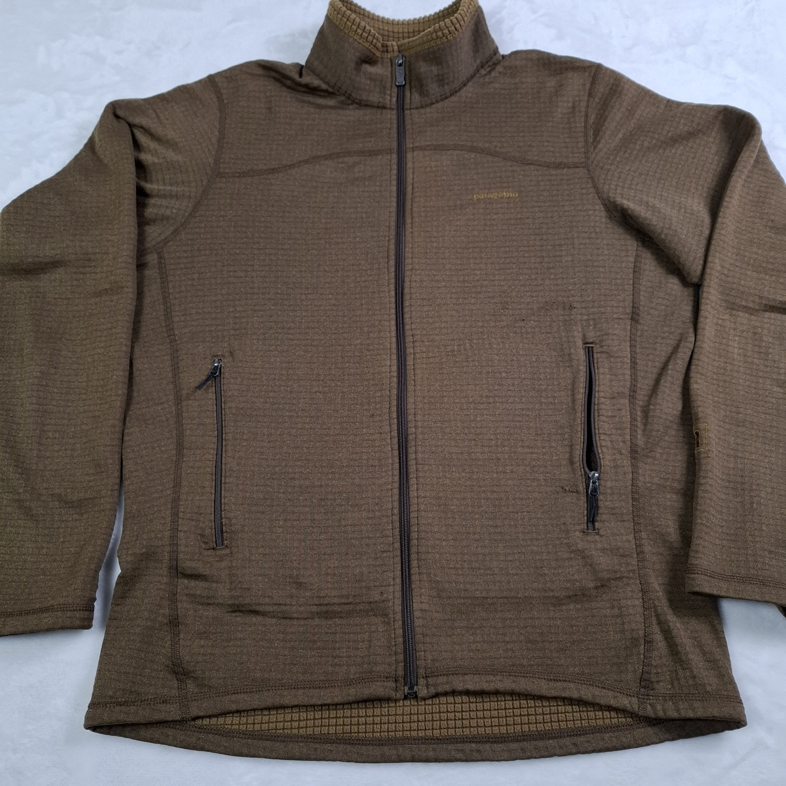 Patagonia R1 Full Zip Fleece Jacket Mens M Brown Polartec Grid Y2K *** READ 