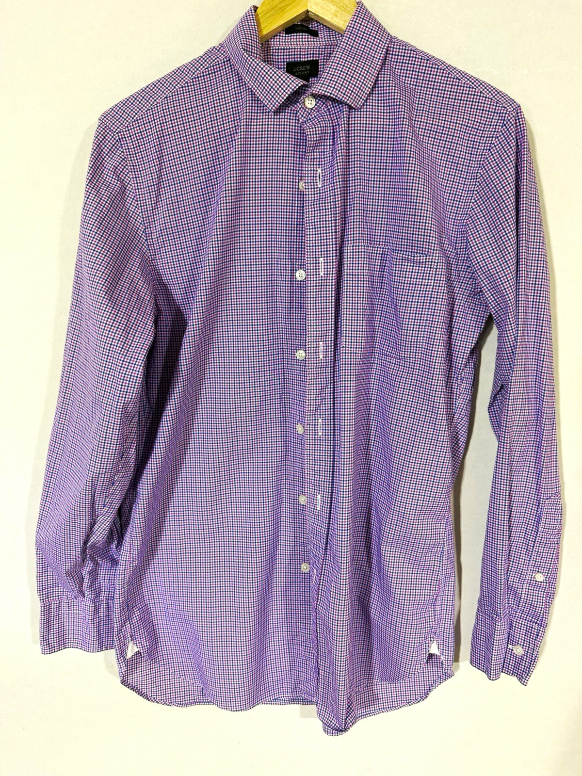 J.CREW Ludlow Men’s M Gingham Purple Blue White Long Sleeve Cotton Dress Shirt J.CREW Ludlow Men’s M Gingham Purple Blue White Long Sleeve Cotton Dress Shirt
