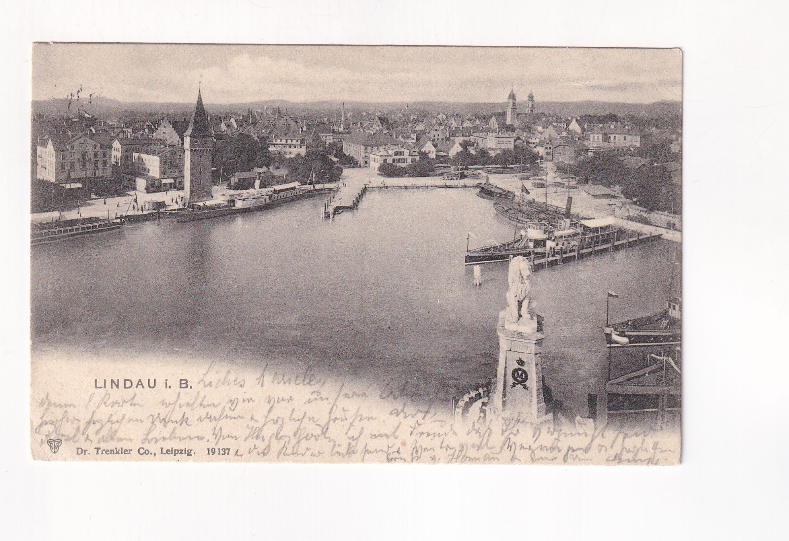 135) AK LINDAU on Lake Constance - SHIP City Harbor 1902 Postcard Germany