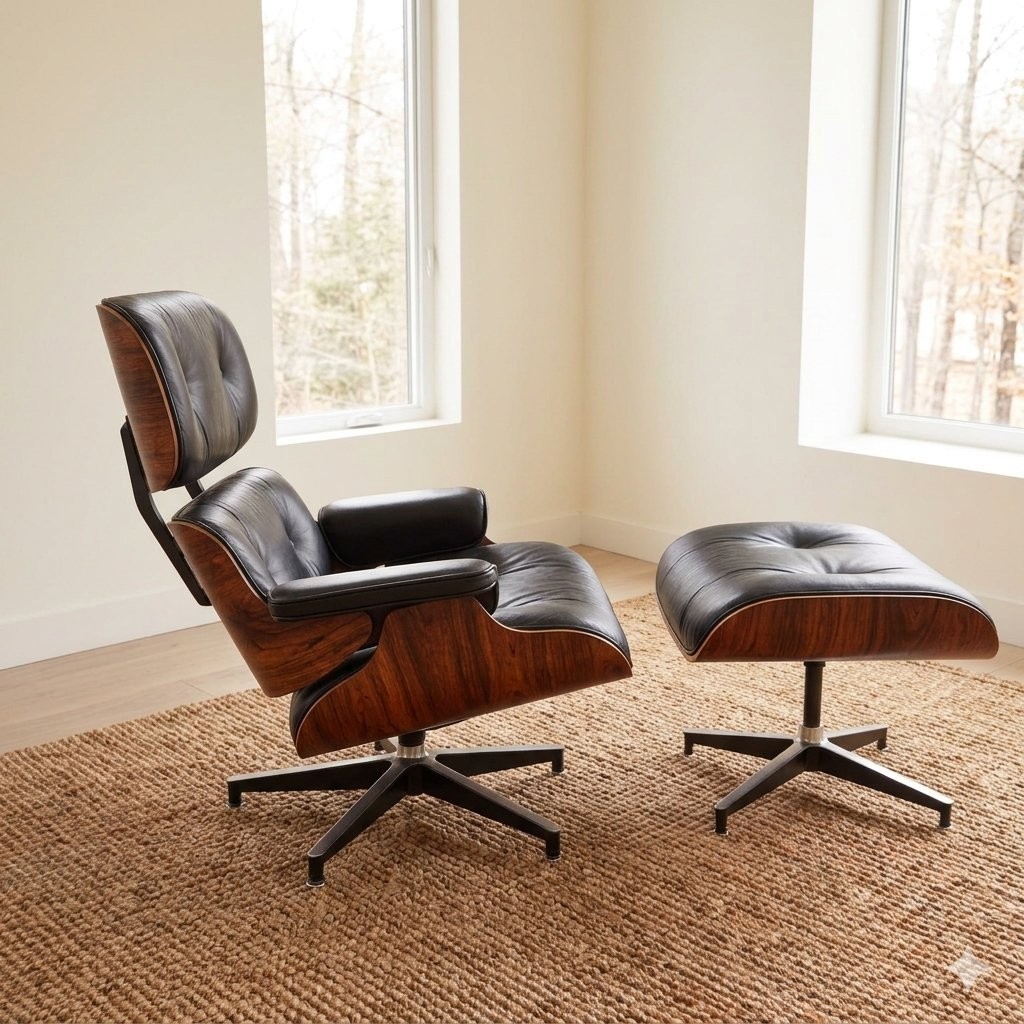 Vintage 1981 Northfield Eames Style Lounge Chair & Ottoman Rosewood Canada MCM