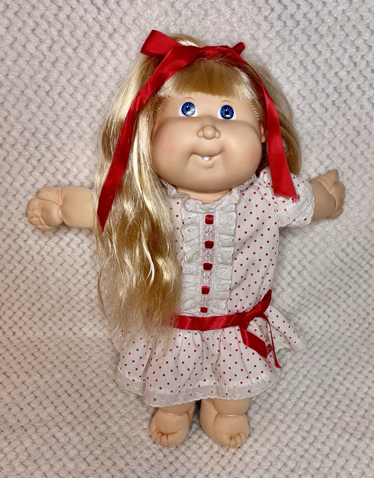 1987 Cabbage Patch Kids Growing Hair Doll Blonde Blue Eyes RARE HM 22 One Tooth