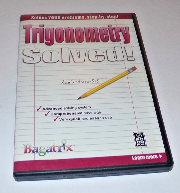 Trigonometry Solved Bagatrix PC Cd-rom Math Software Windows 2000/XP/2003 NEW Trigonometry Solved Bagatrix PC Cd-rom Math Software Windows 2000/XP/2003 NEW