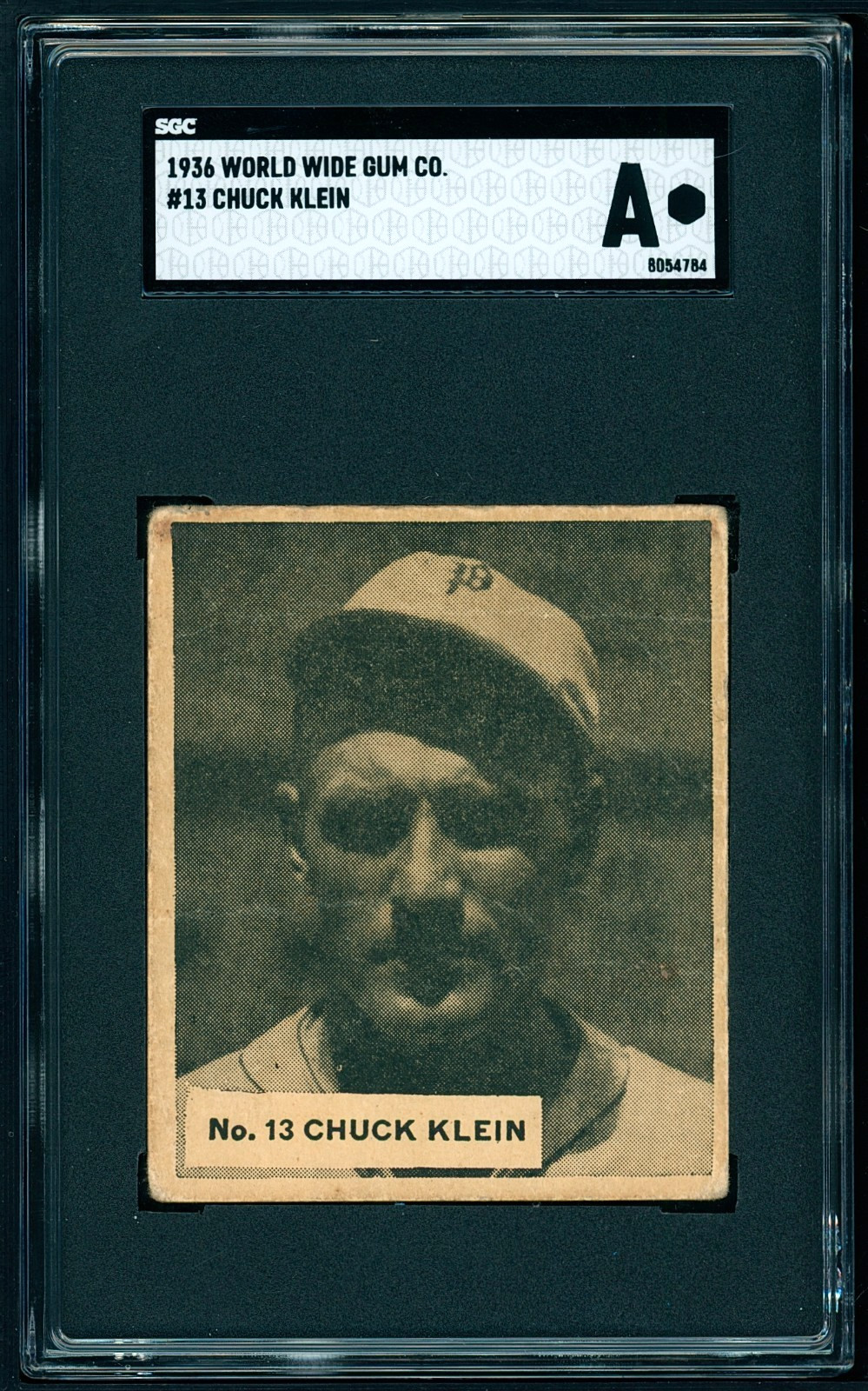 1936 World Wide Gum - Chuck Klein HOF #13 Rare Canadian Issue Bi-Lingual SGC A