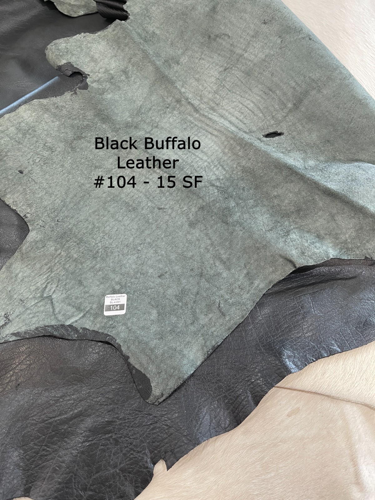 Black Buffalo Leather Full Hide Medium Soft Upholstery Craft 1.2mm 2/3 oz.
