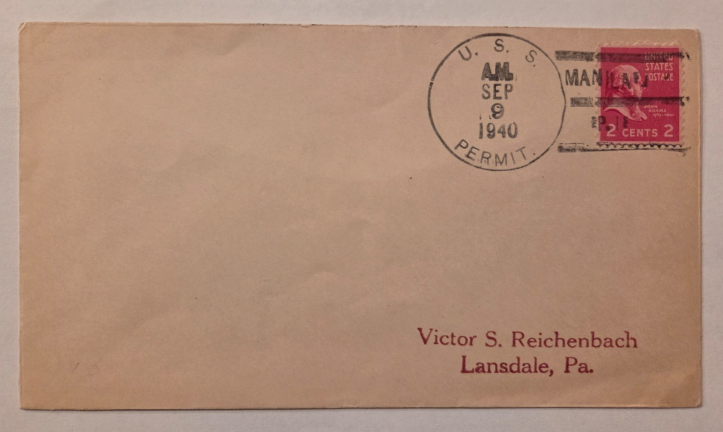 USS Permit Submarine SS-178 9 Sept 1940 Naval Cover USS Permit Submarine SS-178 9 Sept 1940 Naval Cover